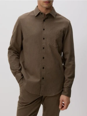 Reserved - Koszula regular fit z bawełny - ciemnozielony