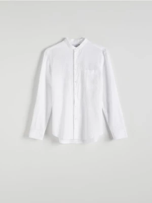 Reserved - Koszula regular fit z domieszką lnu - biały