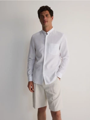 Reserved - Koszula regular fit z domieszką lnu - biały