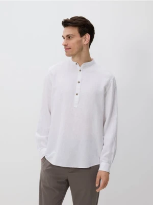 Reserved - Koszula regular fit z domieszką lnu - biały