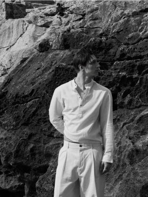 Reserved - Koszula regular fit z lnem - beżowy