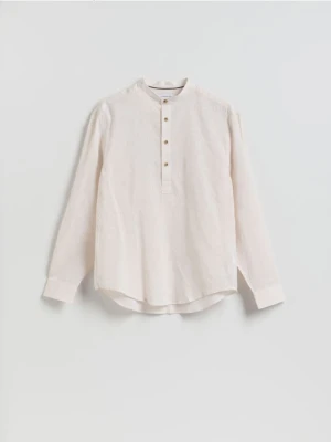 Reserved - Koszula regular fit z lnem - beżowy