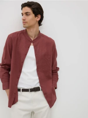 Reserved - Koszula regular fit z lnem - karminowy