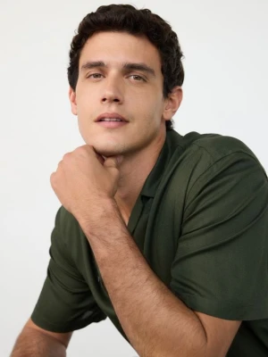 Reserved - Koszula regular fit z wiskozy - zielony