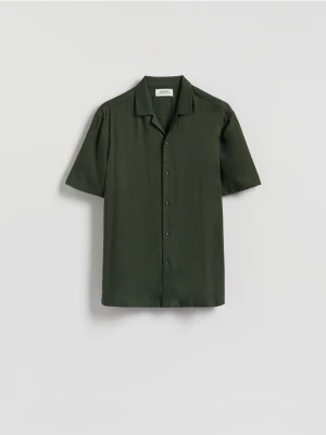 Reserved - Koszula regular fit z wiskozy - zielony