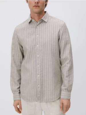 Reserved - Koszula regular z bawełny egipskiej - beżowy