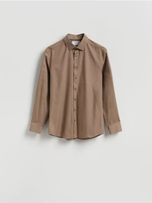Reserved - Koszula regular z bawełny egipskiej - beżowy