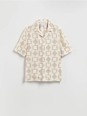 Reserved - Koszula regular z bawełny egipskiej - biały