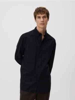 Reserved - Koszula regular z bawełny egipskiej - czarny
