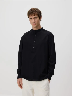 Reserved - Koszula regular z bawełny egipskiej - czarny