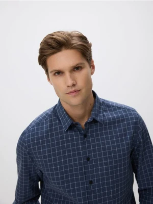 Reserved - Koszula regular z bawełny egipskiej - granatowy