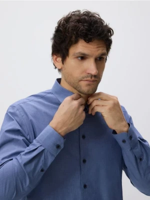 Reserved - Koszula regular z bawełny egipskiej - granatowy