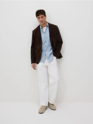 Reserved - Koszula regular z bawełny egipskiej - granatowy