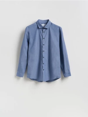 Reserved - Koszula regular z bawełny egipskiej - granatowy