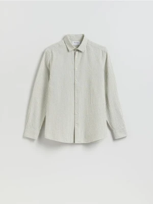 Reserved - Koszula regular z bawełny egipskiej - jasnozielony