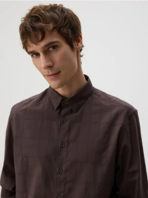 Reserved - Koszula regular z bawełny egipskiej - oliwkowy