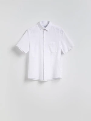 Reserved - Koszula regular z dodatkiem lnu - biały