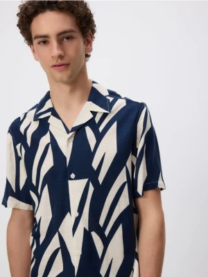 Reserved - Koszula regular z dodatkiem lnu - wielobarwny