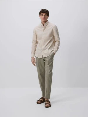 Reserved - Koszula regular z lnem - beżowy