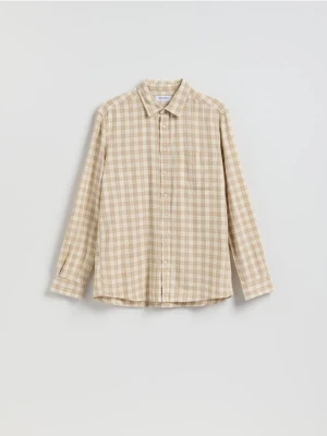 Reserved - Koszula regular z lnem - beżowy