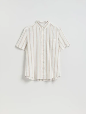 Reserved - Koszula regular z lnem - beżowy