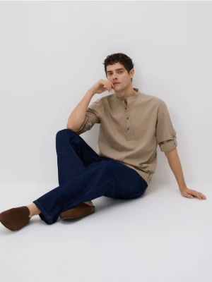 Reserved - Koszula regular z lnem - beżowy