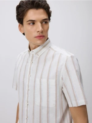 Reserved - Koszula regular z lnem - beżowy