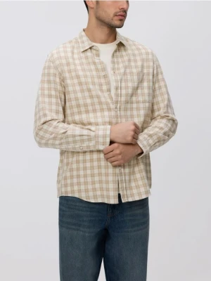 Reserved - Koszula regular z lnem - beżowy
