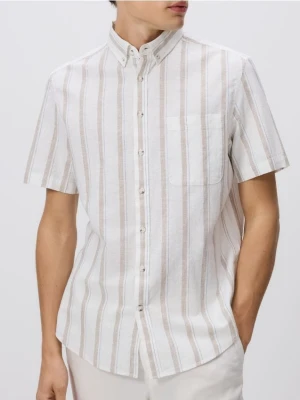 Reserved - Koszula regular z lnem - beżowy