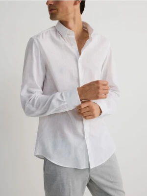 Reserved - Koszula regular z lnem - biały