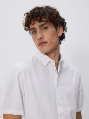 Reserved - Koszula regular z lnem - biały