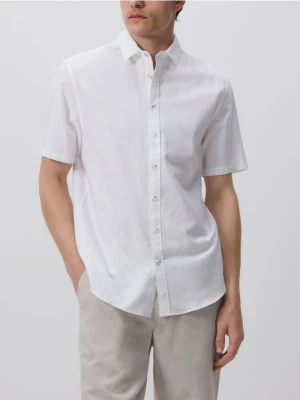 Reserved - Koszula regular z lnem - biały