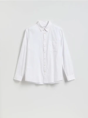 Reserved - Koszula regular z lnem - biały