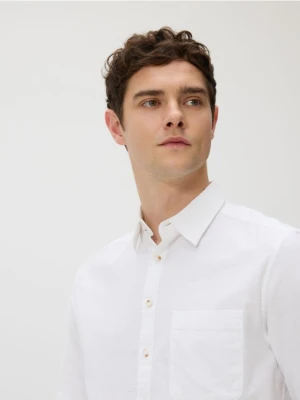 Reserved - Koszula regular z lnem - biały