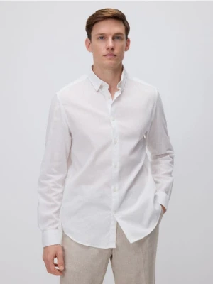 Reserved - Koszula regular z lnem - biały