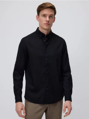 Reserved - Koszula regular z lnem - czarny