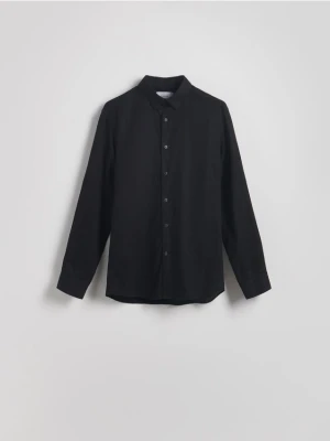 Reserved - Koszula regular z lnem - czarny