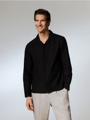 Reserved - Koszula regular z lnem - czarny