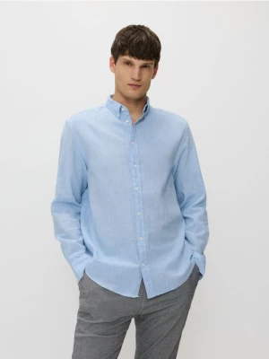Reserved - Koszula regular z lnem - jasnoniebieski