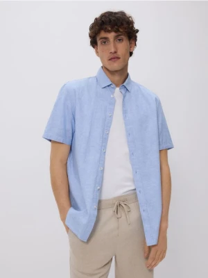 Reserved - Koszula regular z lnem - jasnoniebieski