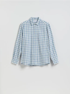 Reserved - Koszula regular z lnem - jasnoniebieski