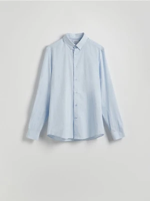 Reserved - Koszula regular z lnem - jasnoniebieski