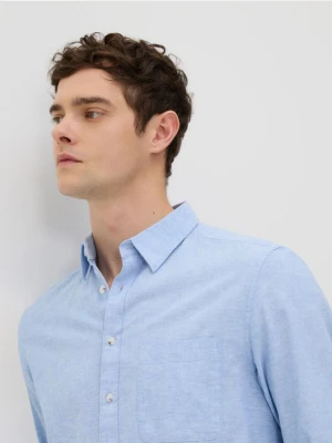 Reserved - Koszula regular z lnem - jasnoniebieski