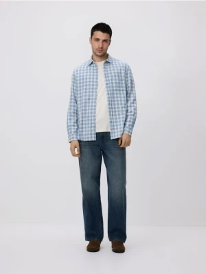 Reserved - Koszula regular z lnem - jasnoniebieski