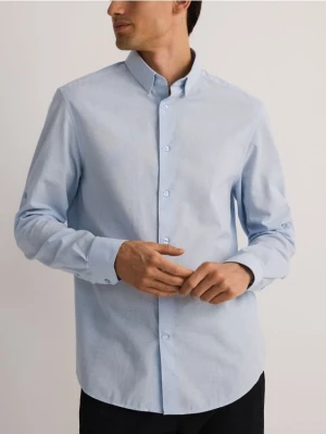 Reserved - Koszula regular z lnem - jasnoniebieski