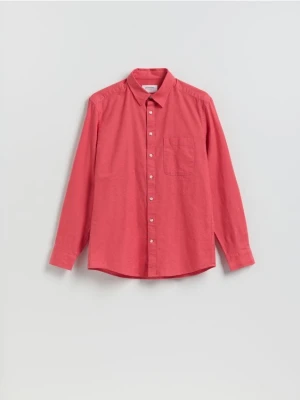 Reserved - Koszula regular z lnem - koralowy