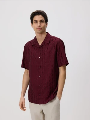 Reserved - Koszula regular z lyocellem - bordowy