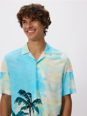 Reserved - Koszula regular z wiskozy - jasnoniebieski