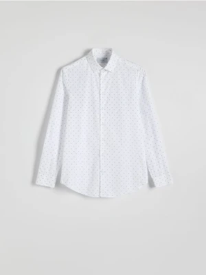Reserved - Koszula slim fit w drobne kwiaty - biały
