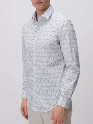 Reserved - Koszula slim fit w drobne kwiaty - jasnoniebieski